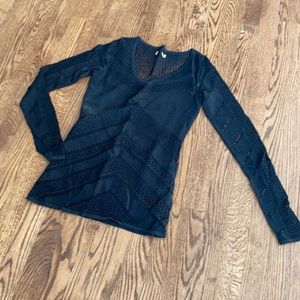 Catherine Malandrino Black mesh l/ top